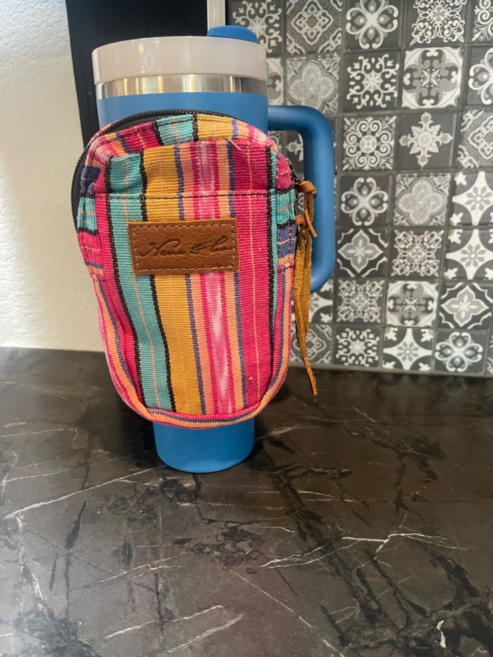 Nena & Co. Multicolor Striped Wristlet Pouch - Pink, Teal, Yellow